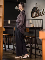 タックレスワイドチノパンツ≪洗濯機で洗える≫