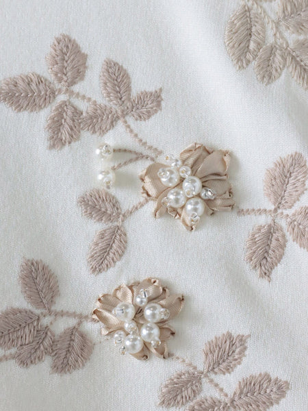 【新色追加】ボタニカルモチーフ刺繍カーディガン