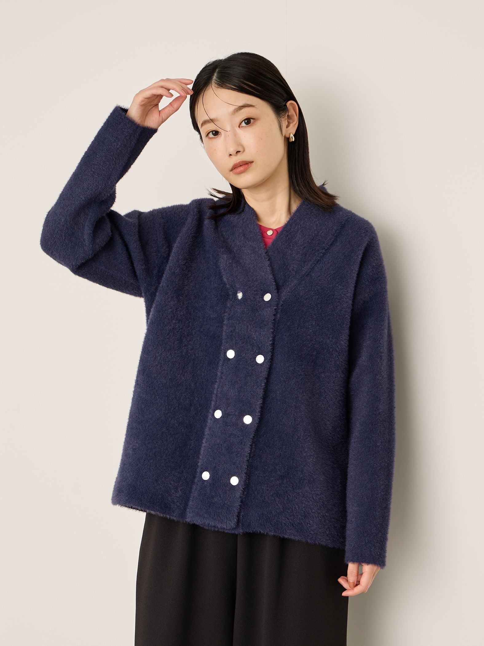 フェレットタッチWニットジャケット≪手洗い可能≫