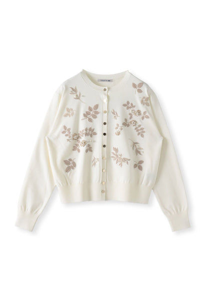 【新色追加】ボタニカルモチーフ刺繍カーディガン