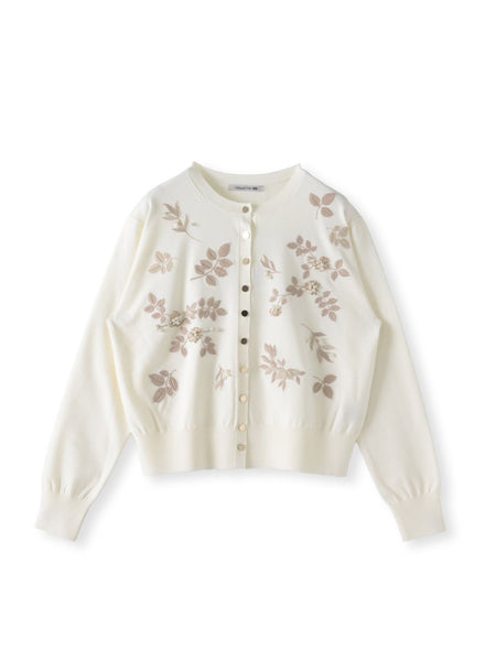 【新色追加】ボタニカルモチーフ刺繍カーディガン