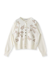 【新色追加】ボタニカルモチーフ刺繍カーディガン