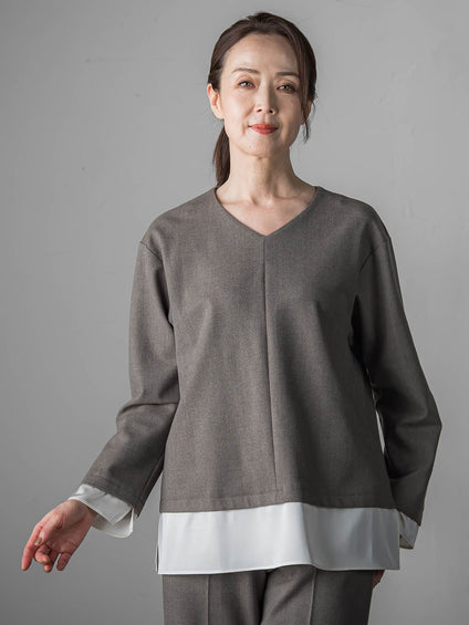 【大きいサイズ】ピクシエスタVネックブラウス