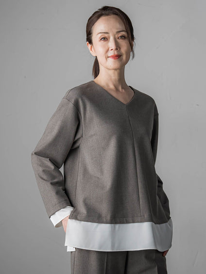 【大きいサイズ】ピクシエスタVネックブラウス