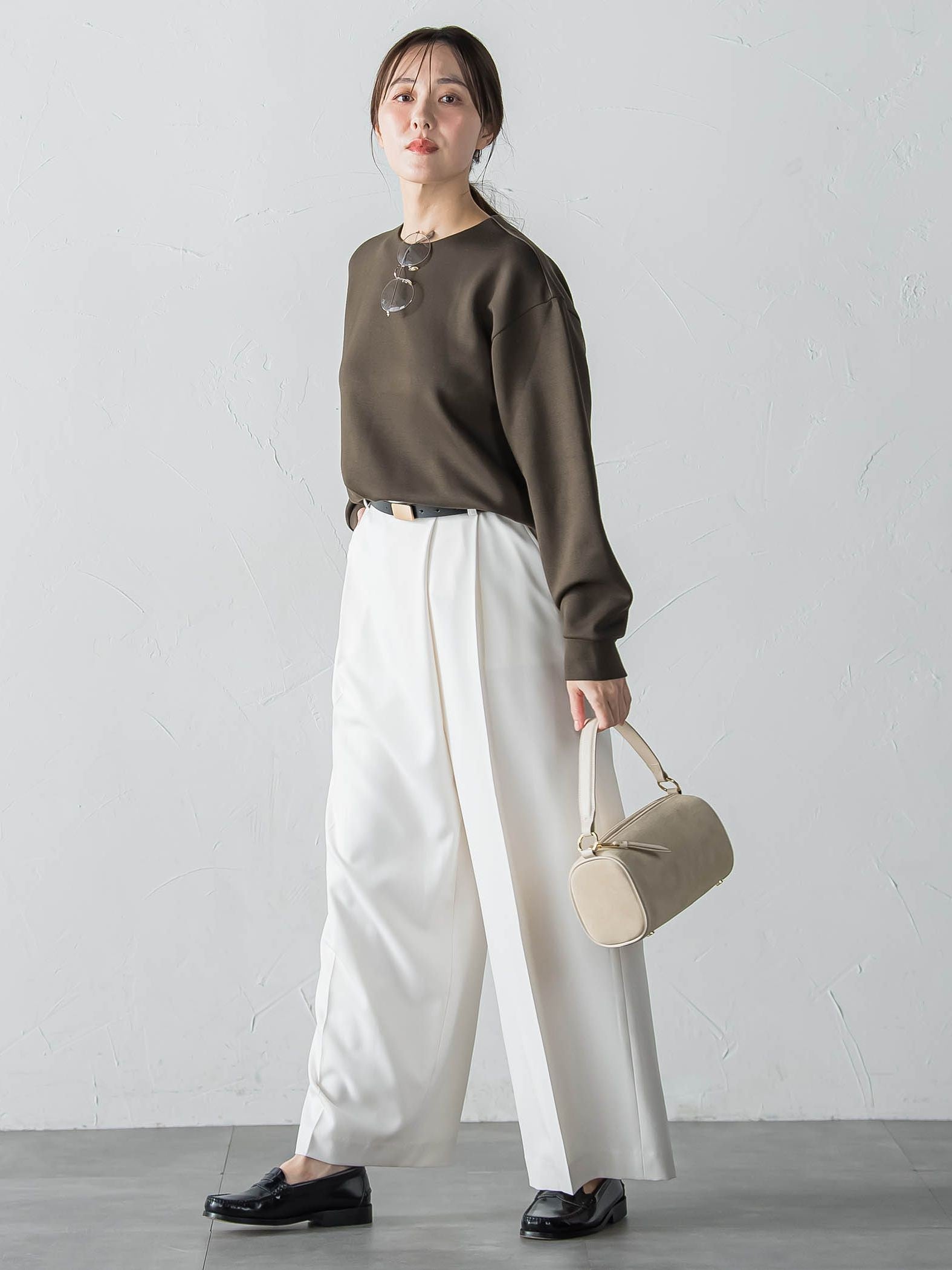 【WEB限定】《暖色美》裏起毛クルーネックトップス≪手洗い≫