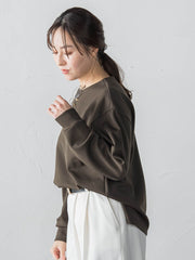 【WEB限定】《暖色美》裏起毛クルーネックトップス≪手洗い≫