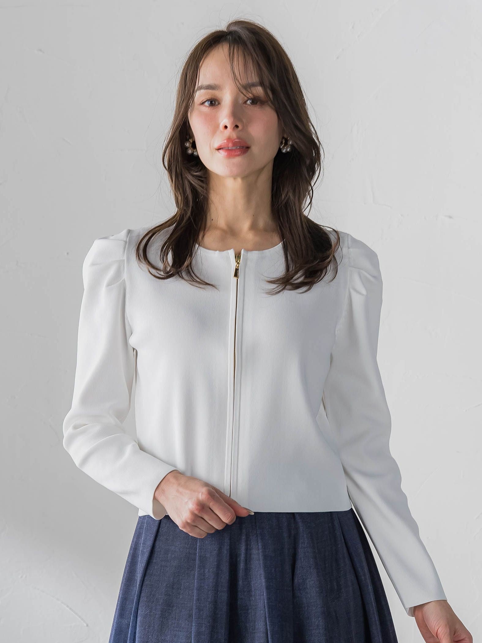 パフスリーブダブルジップブルゾン