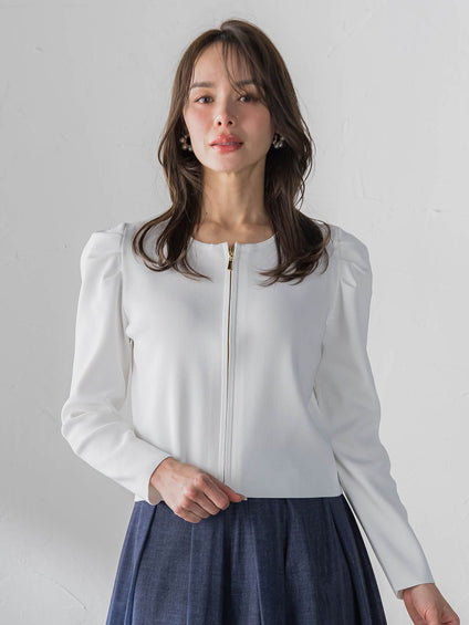 パフスリーブダブルジップブルゾン