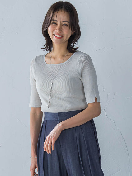 ペーパーヤーンリブニット≪手洗い可能≫