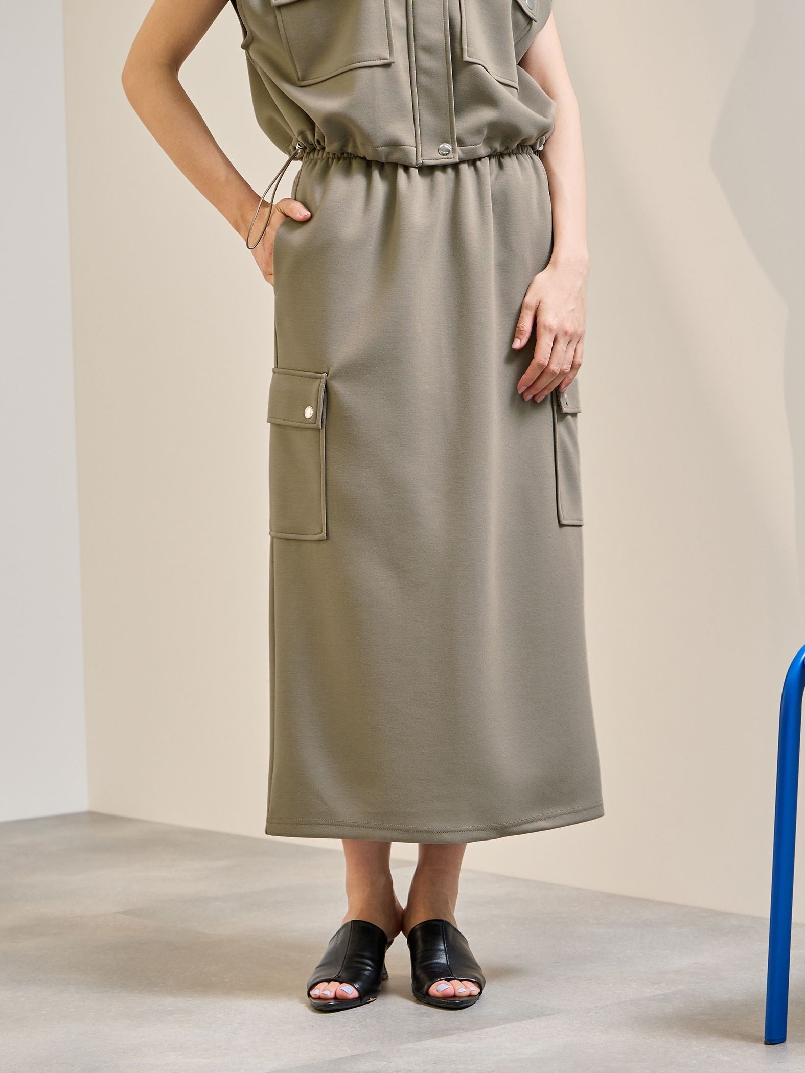 【SET】ダンボールニットベスト×スカート2ピース