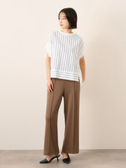 《予約》【機能するミニマル服】ストライプ切替プルオーバー　《接触冷感/吸水速乾/UVカット》