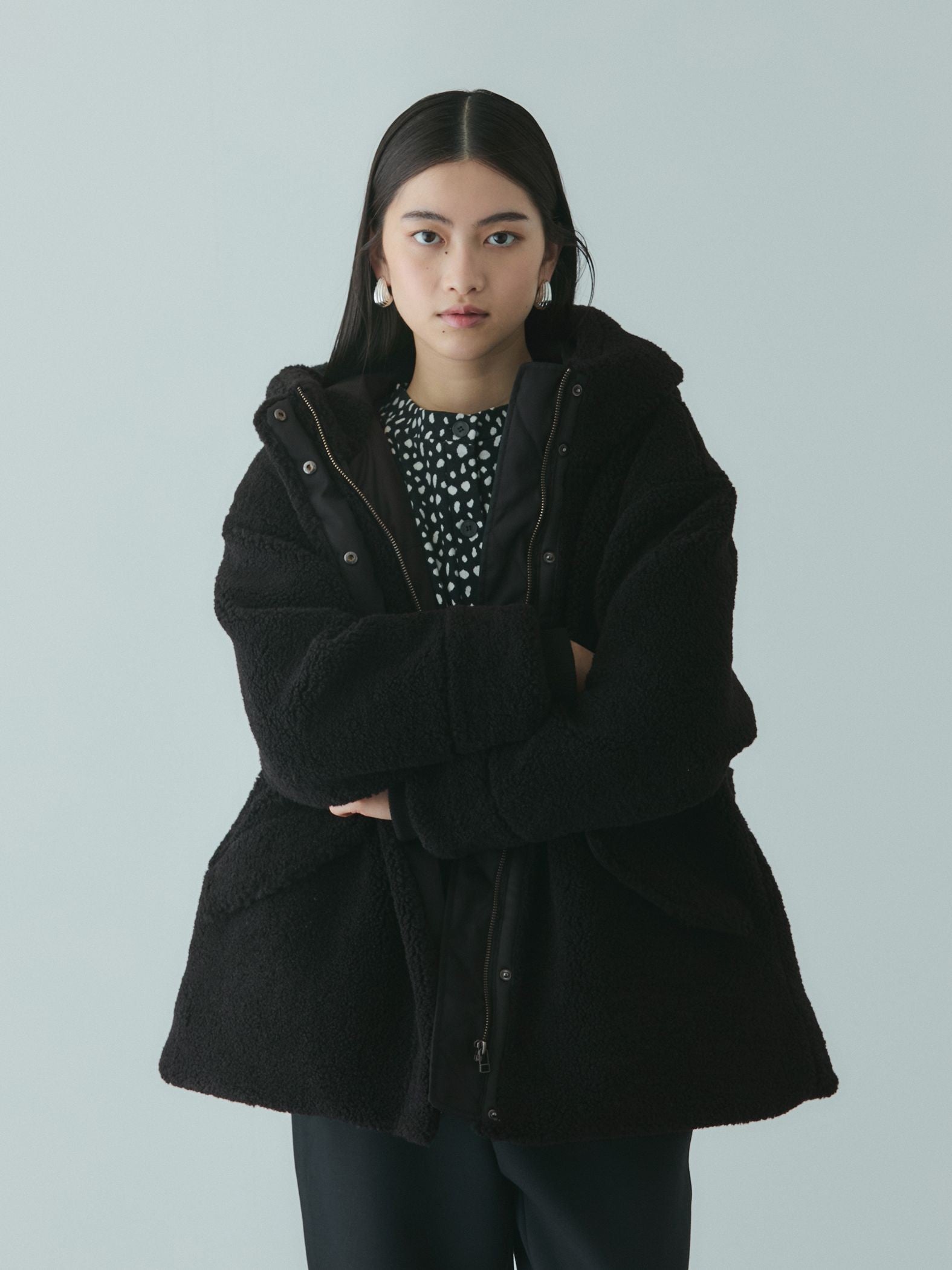 ショートボア中綿ドロストブルゾン