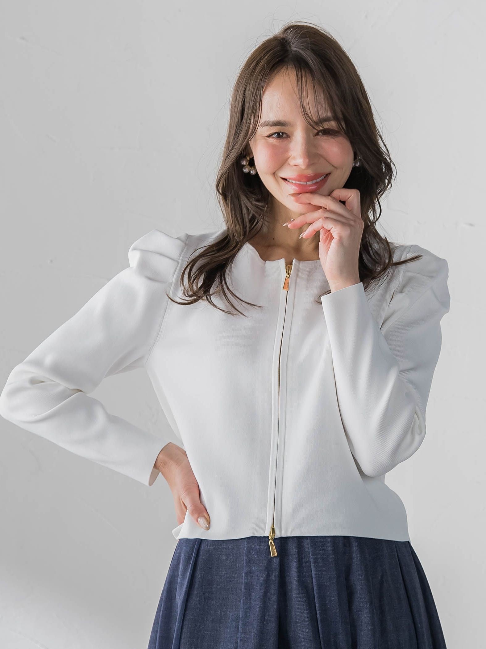 パフスリーブダブルジップブルゾン