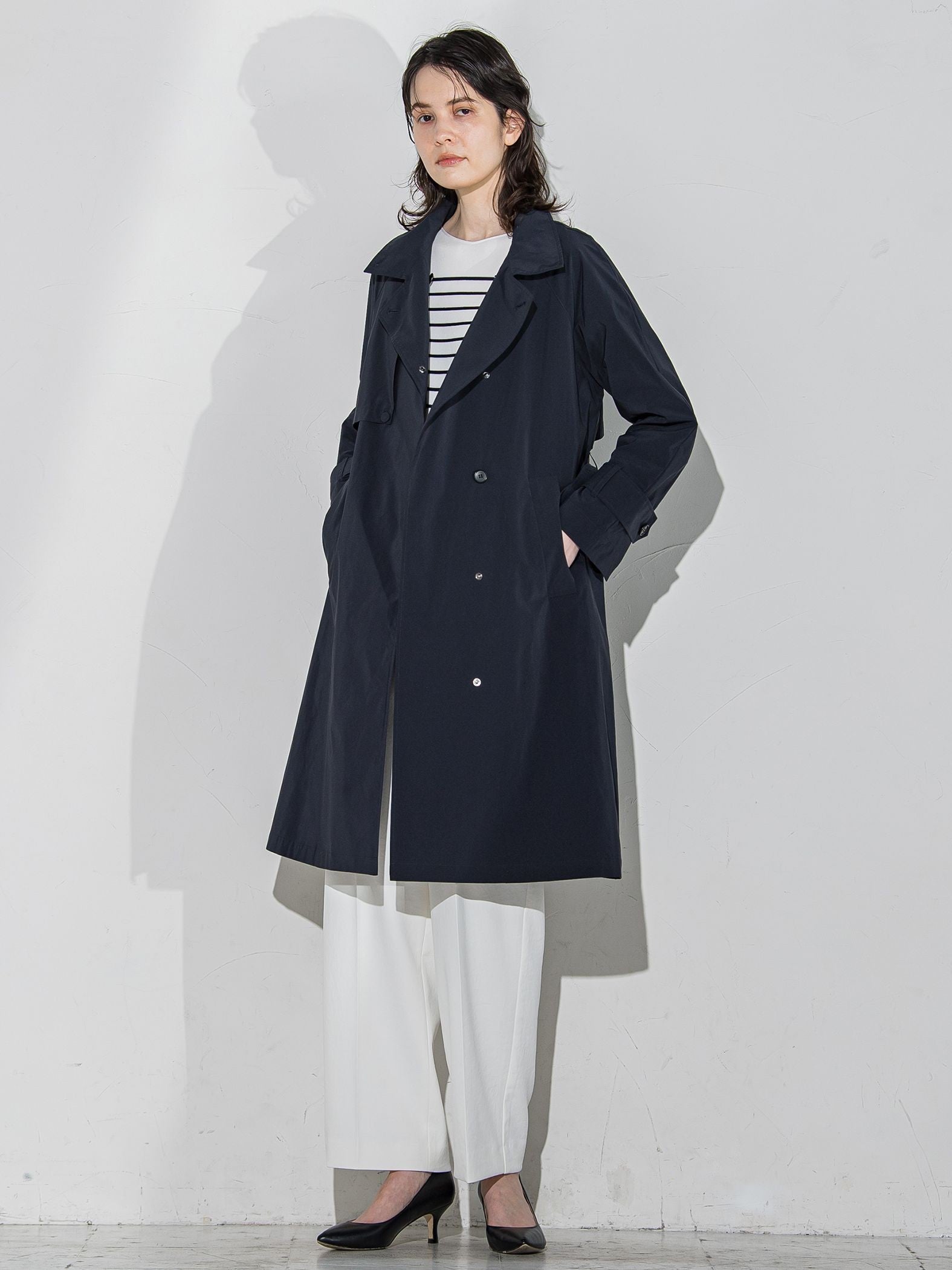 トレンチ風デザインリサイクルアーティローザコート≪洗濯機で洗える/撥水加工≫