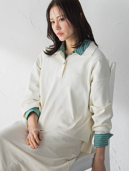 襟付きスキッパーニットプルオーバー