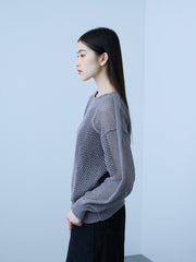 クルーネックワイドプルオーバー