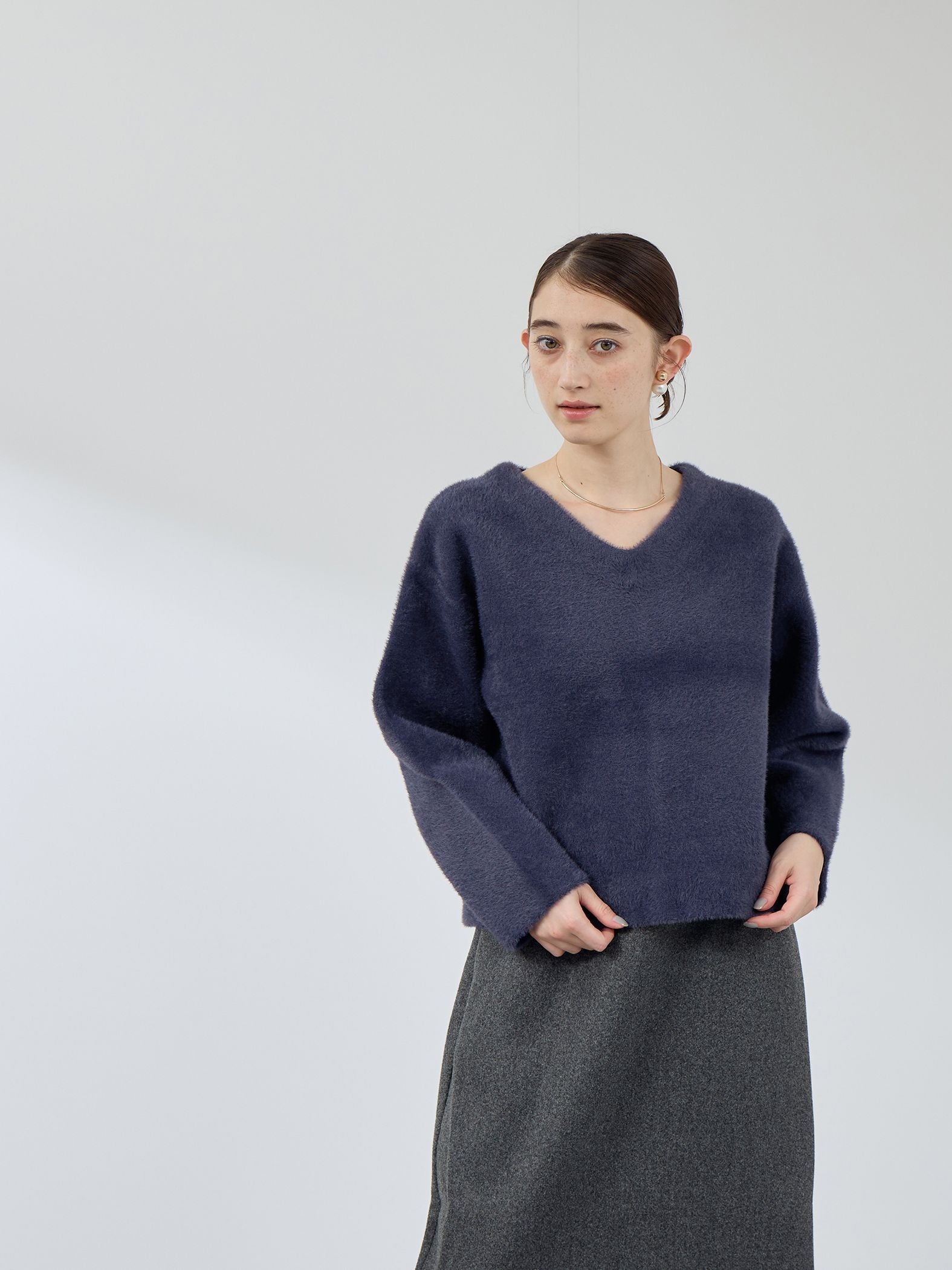 フェレットタッチWフェイスボクシーニット≪手洗い可能≫