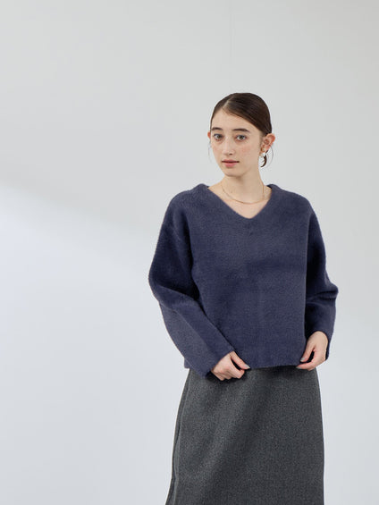 フェレットタッチWフェイスボクシーニット≪手洗い可能≫