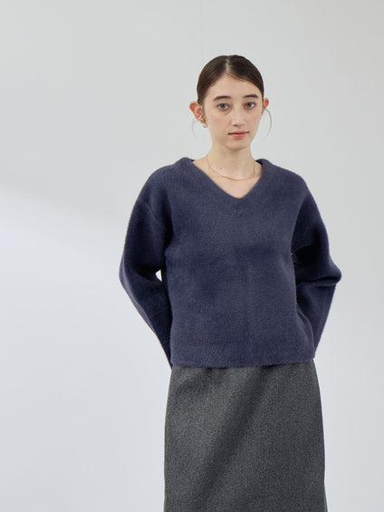 フェレットタッチWフェイスボクシーニット≪手洗い可能≫