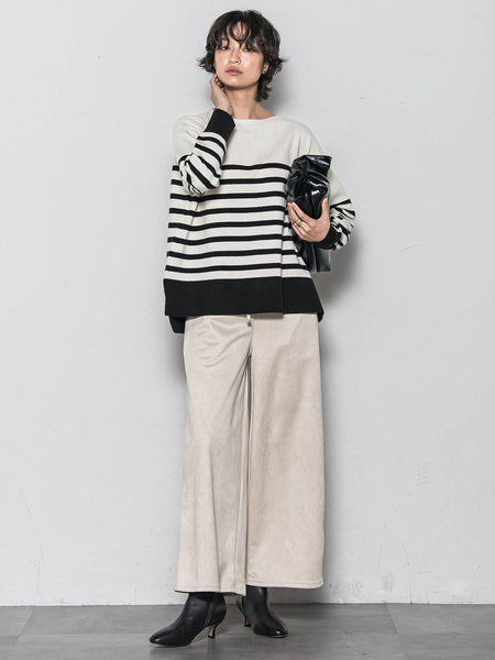 【ふわもち】ボーダーニット≪洗濯機で洗える≫