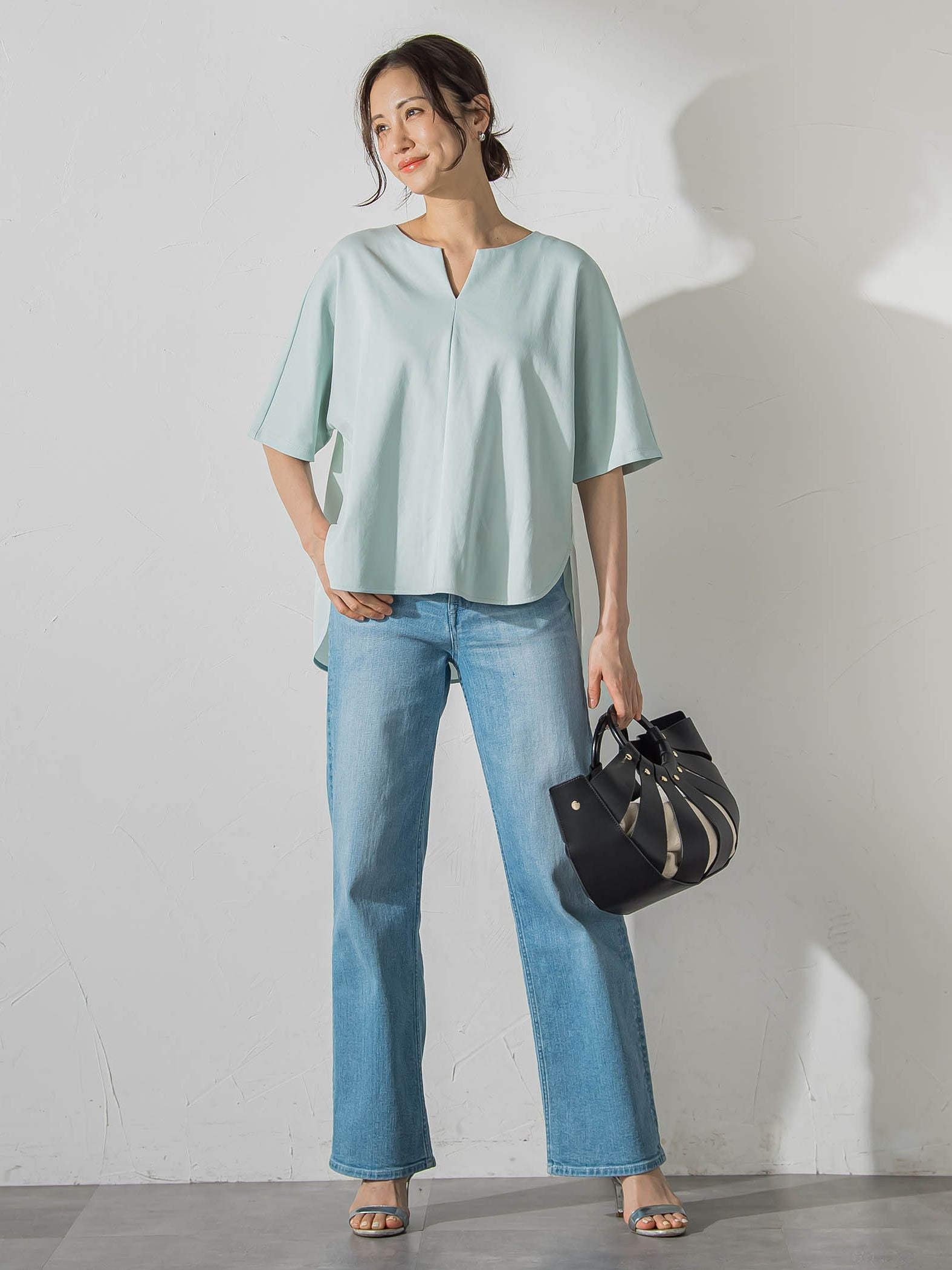 【WEB限定】≪夏の体型カバーに≫タックフレアカットソー