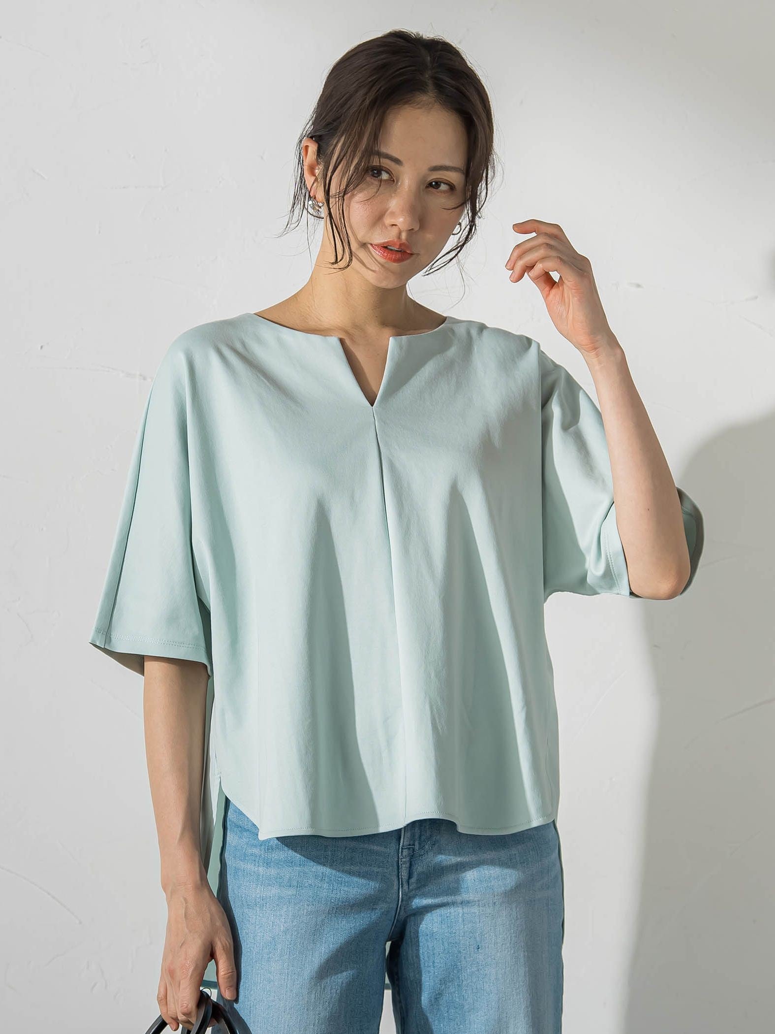 【WEB限定】≪夏の体型カバーに≫タックフレアカットソー
