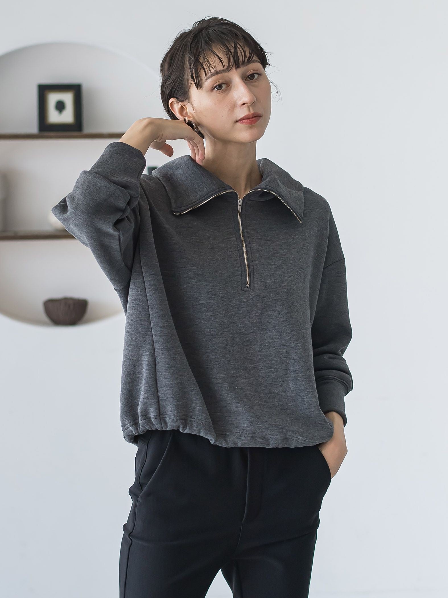 【WEB限定】裏起毛ジッププルオーバー