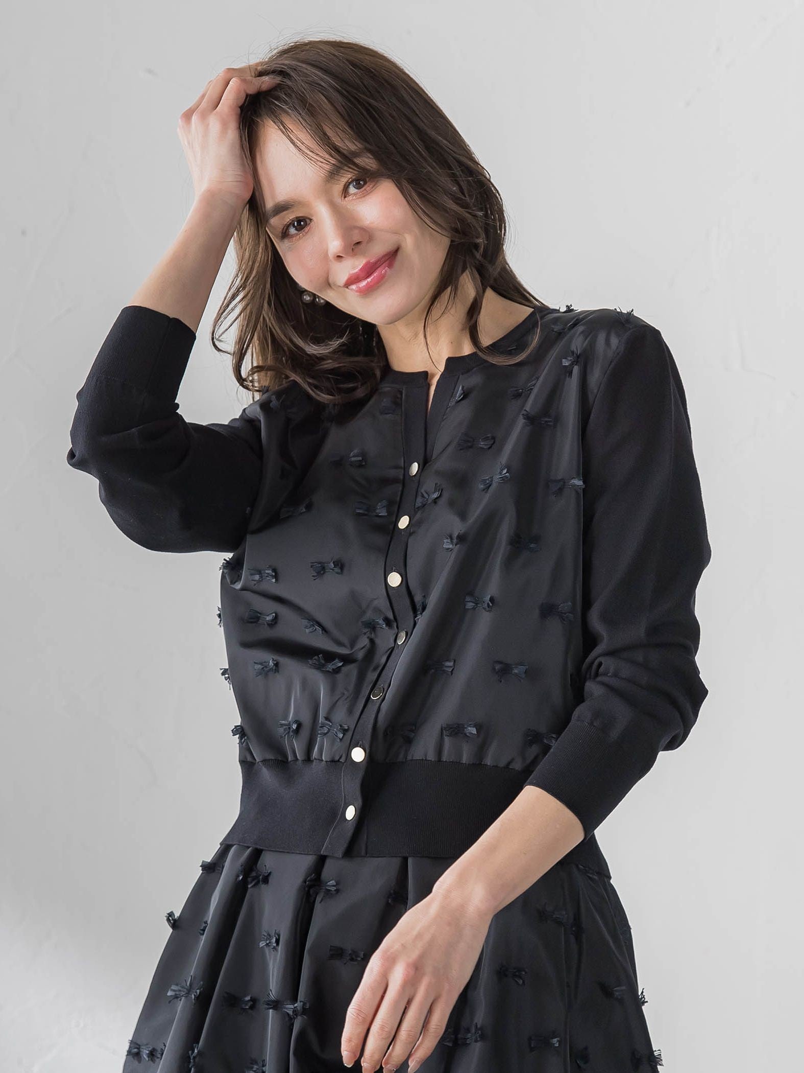 リボンジャガードカーディガン