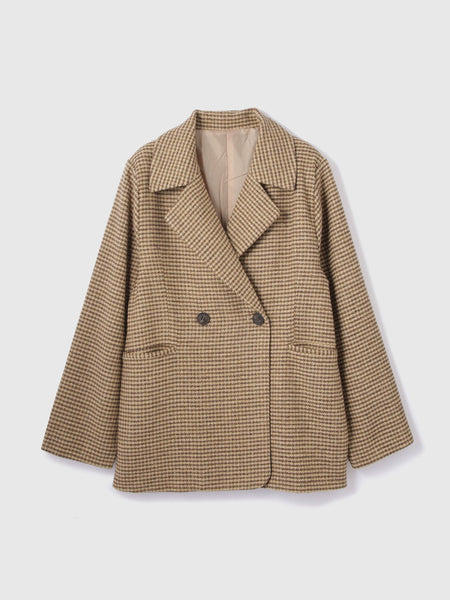 ツィーディチェックWボタンジャコット