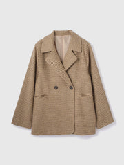 ツィーディチェックWボタンジャコット