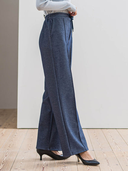 【WEB限定/新色追加】”楽暖”裏起毛ワイドパンツ≪洗濯機で洗える≫