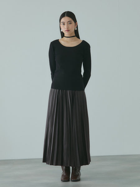 レザーライクジョーゼットプリーツスカート≪手洗い可能≫