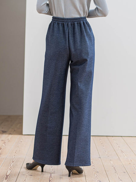 【WEB限定/新色追加】”楽暖”裏起毛ワイドパンツ≪洗濯機で洗える≫