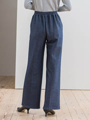 【WEB限定/新色追加】”楽暖”裏起毛ワイドパンツ≪洗濯機で洗える≫