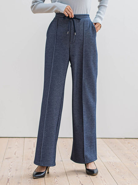 【WEB限定/新色追加】”楽暖”裏起毛ワイドパンツ≪洗濯機で洗える≫