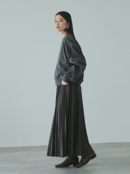 レザーライクジョーゼットプリーツスカート≪手洗い可能≫