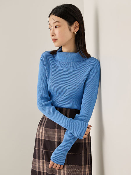 調温バックボタンハイネックニット≪手洗い可能≫