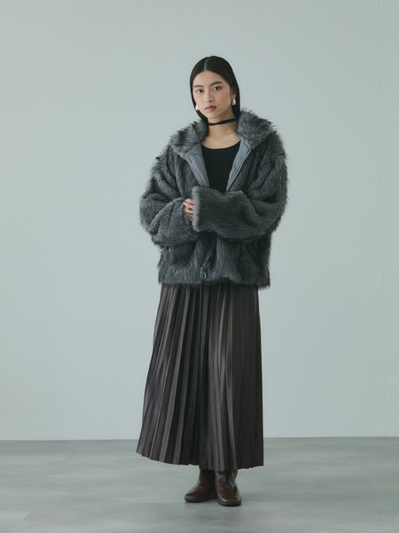 レザーライクジョーゼットプリーツスカート≪手洗い可能≫