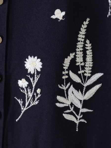 【新色追加】ハーブ刺繍カーディガン≪手洗い可能≫