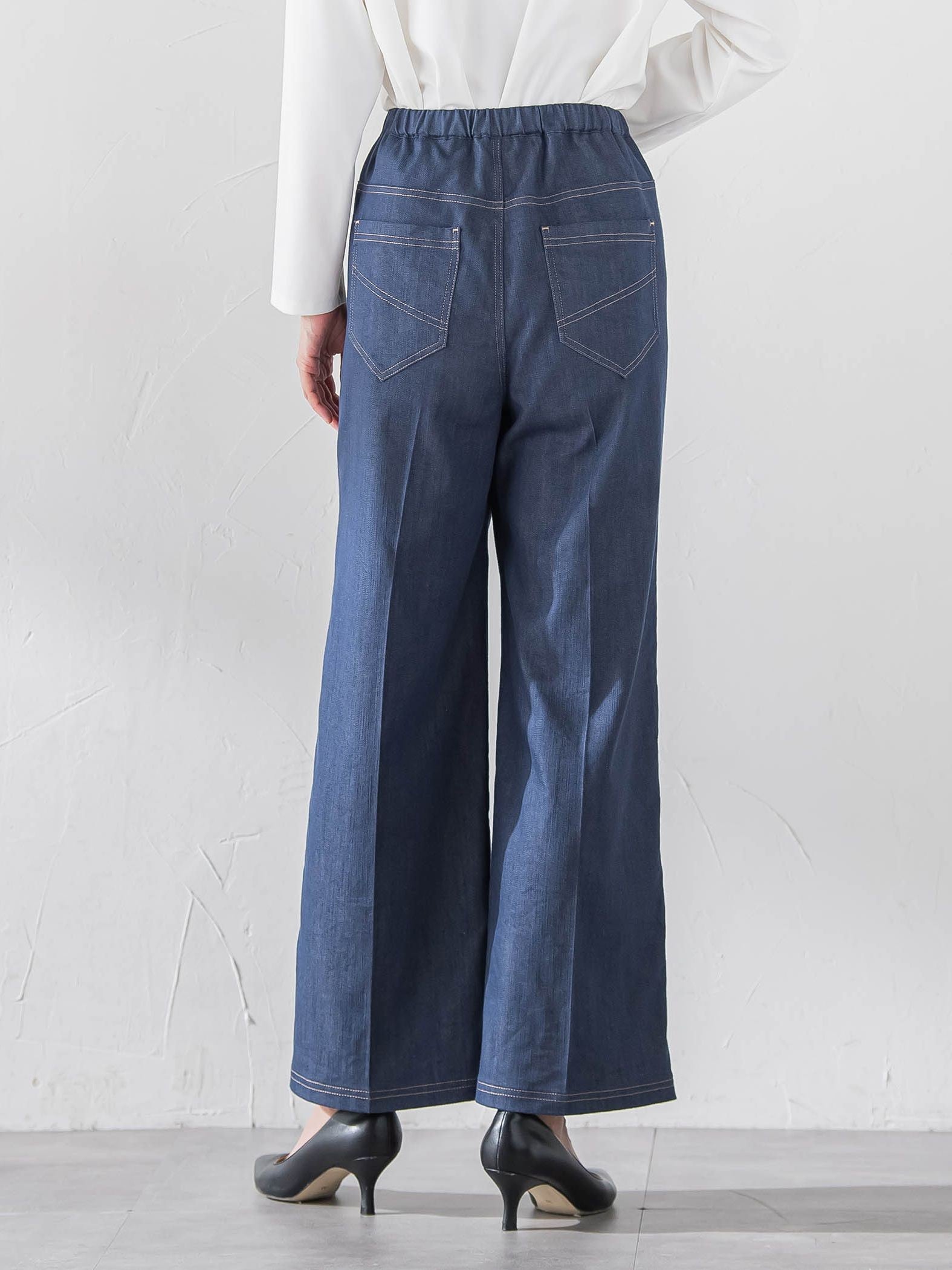 セルロースデニムワイドパンツ