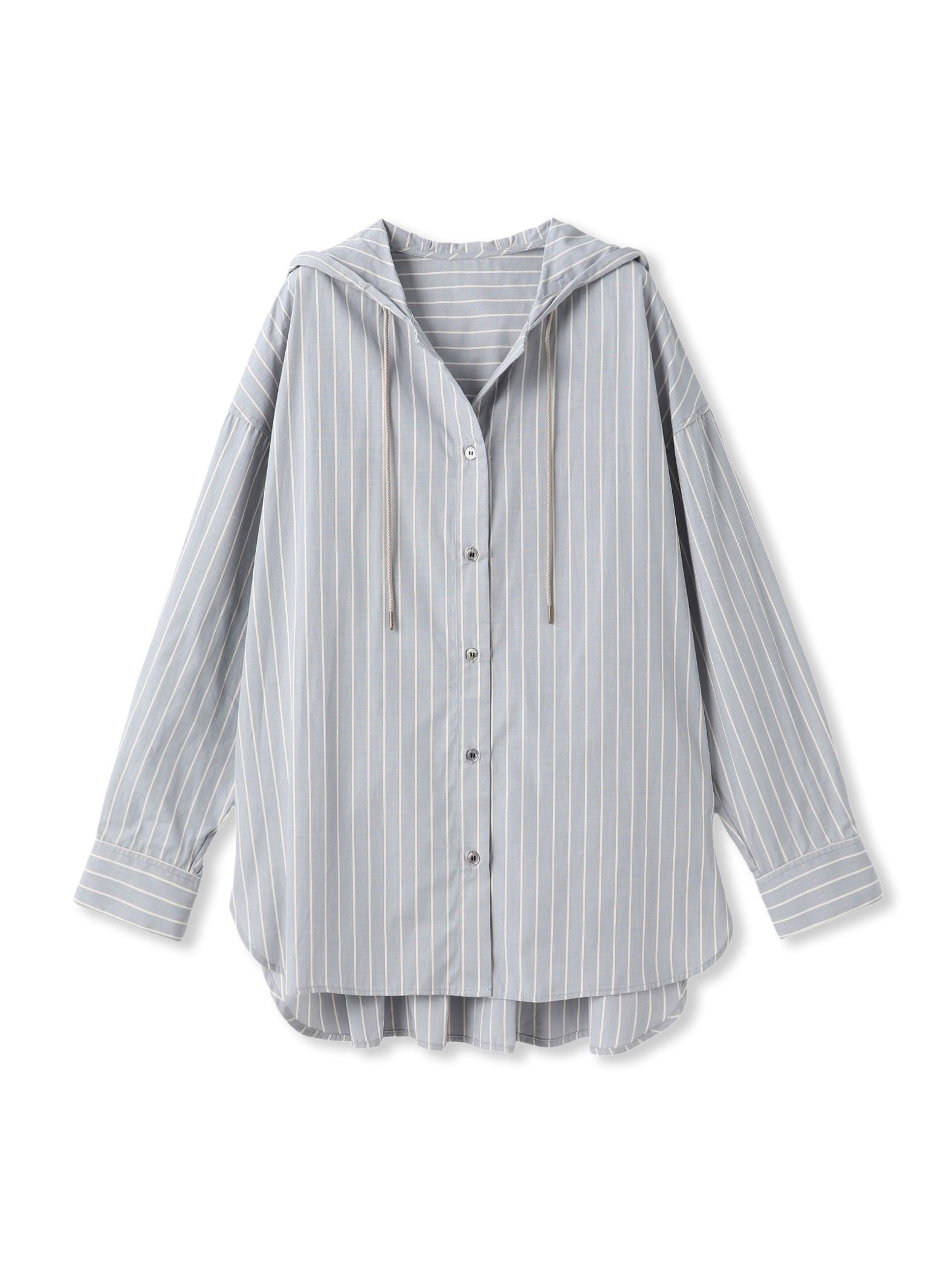 ストライプフーディオーバーシャツ≪手洗い可能≫