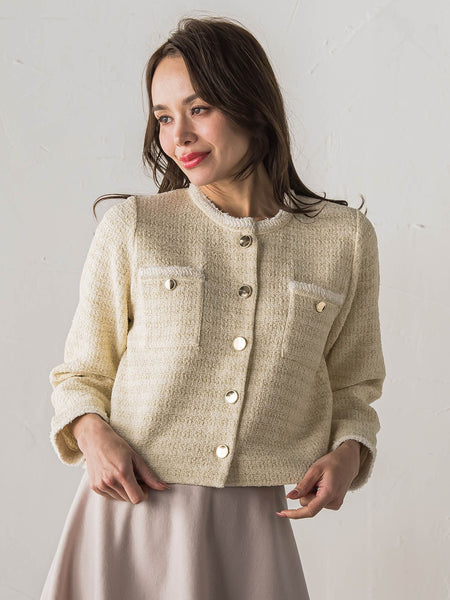 ツイードニットカーディガン