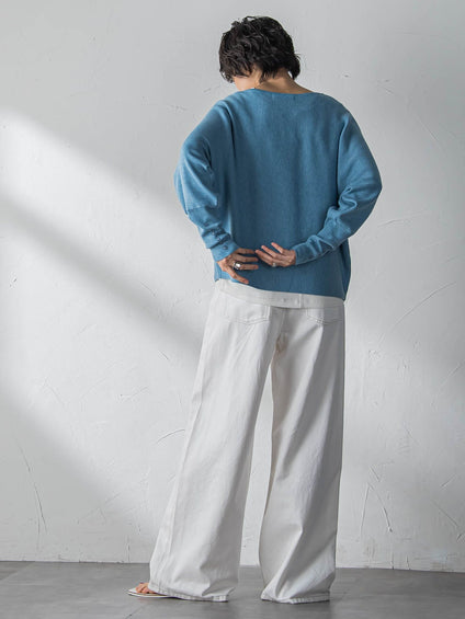 袖口ボタンドルマンニットプルオーバー≪手洗い可能≫