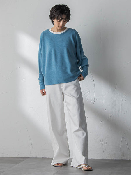 袖口ボタンドルマンニットプルオーバー≪手洗い可能≫