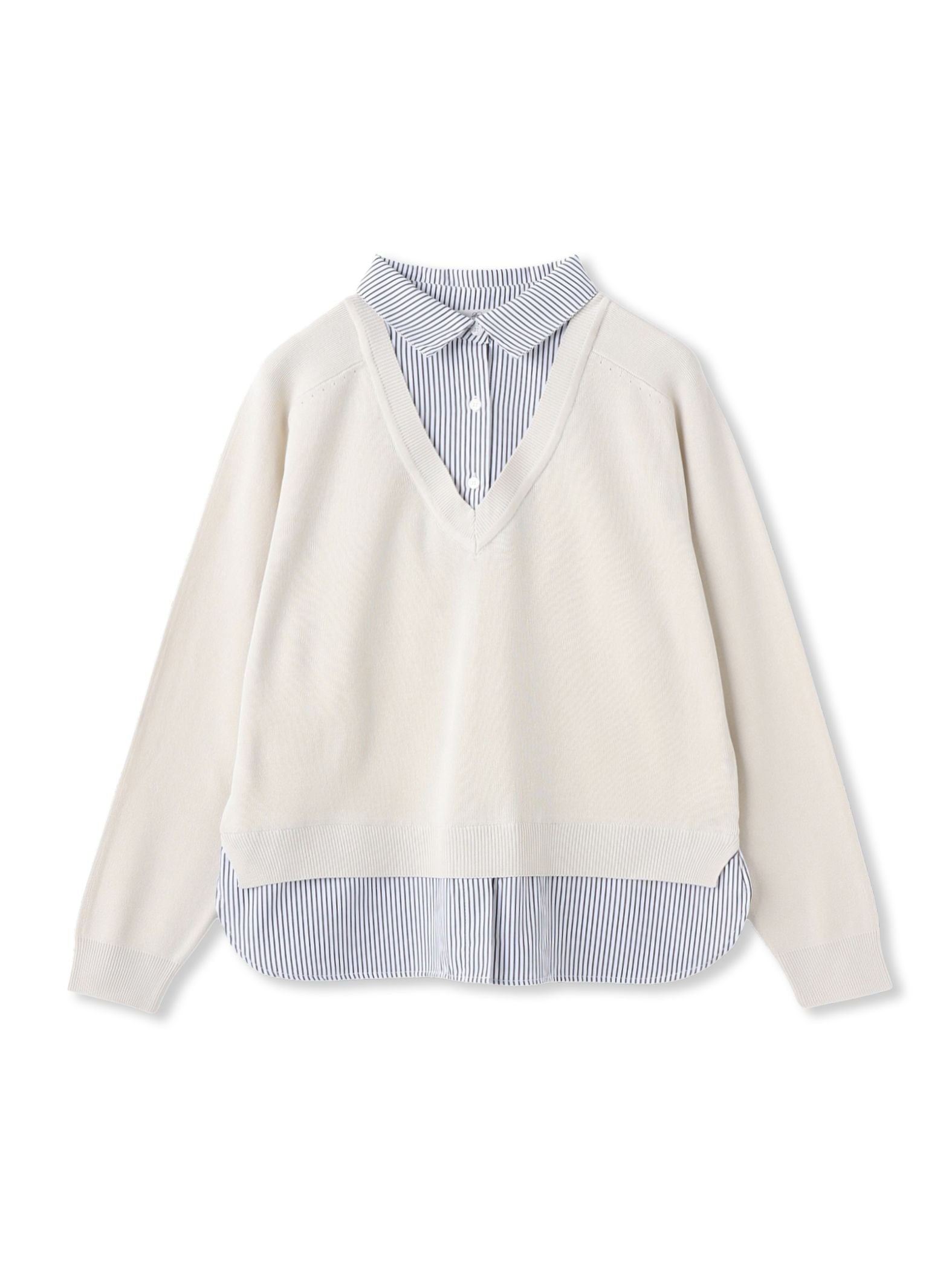 【WEB限定】Vネックブラウス切替えプルオーバー≪手洗い可能≫