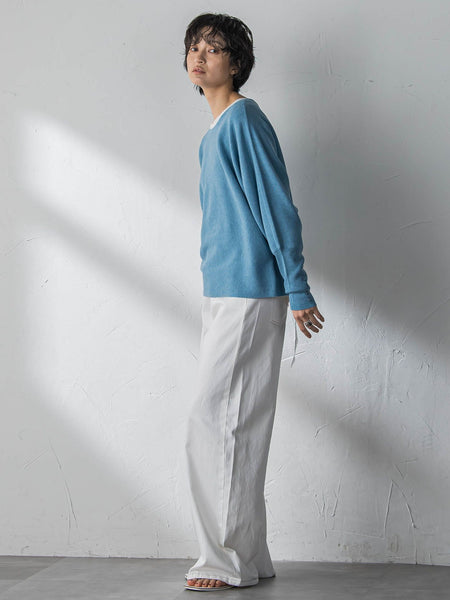 袖口ボタンドルマンニットプルオーバー≪手洗い可能≫