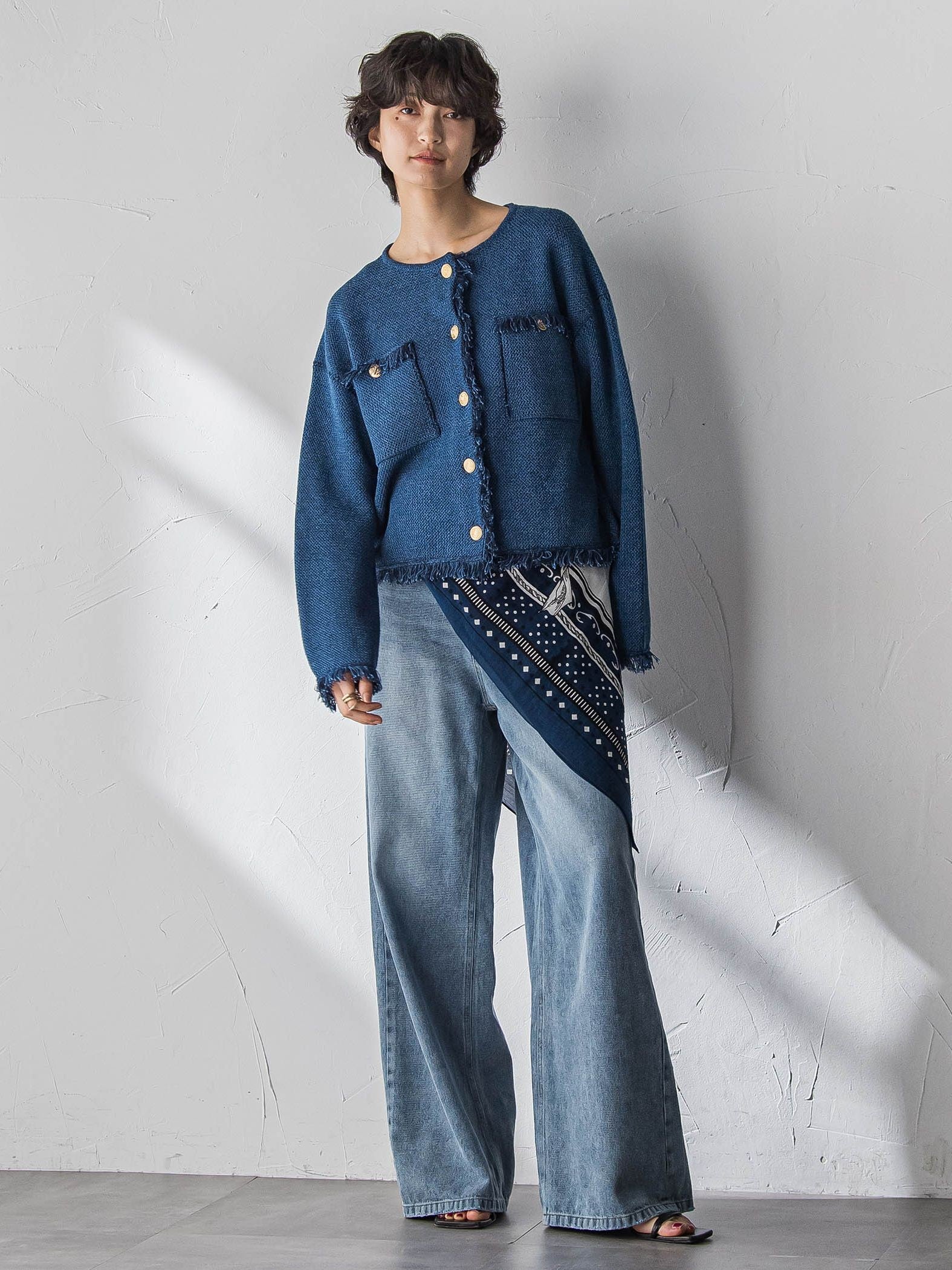 デニムワイドパンツ≪洗濯機で洗える≫