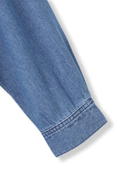 バンドカラーデニムシャツ≪洗濯機で洗える≫