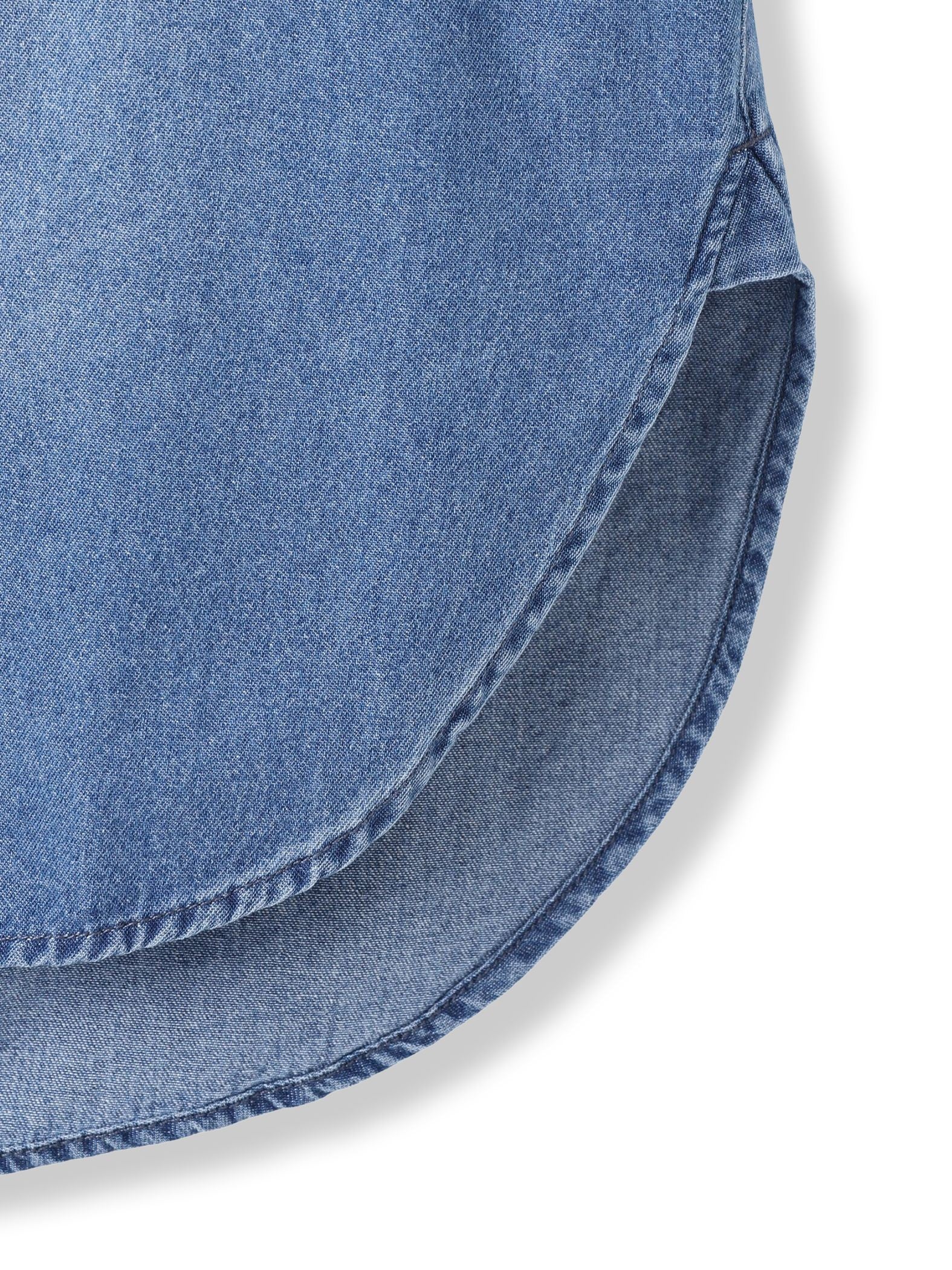 バンドカラーデニムシャツ≪洗濯機で洗える≫