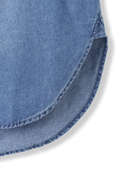 バンドカラーデニムシャツ≪洗濯機で洗える≫